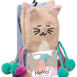 Women's Cat Embellished Plush Crew Socks