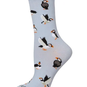 Women's Puffin Birds rayon From Bamboo Crew Socks
