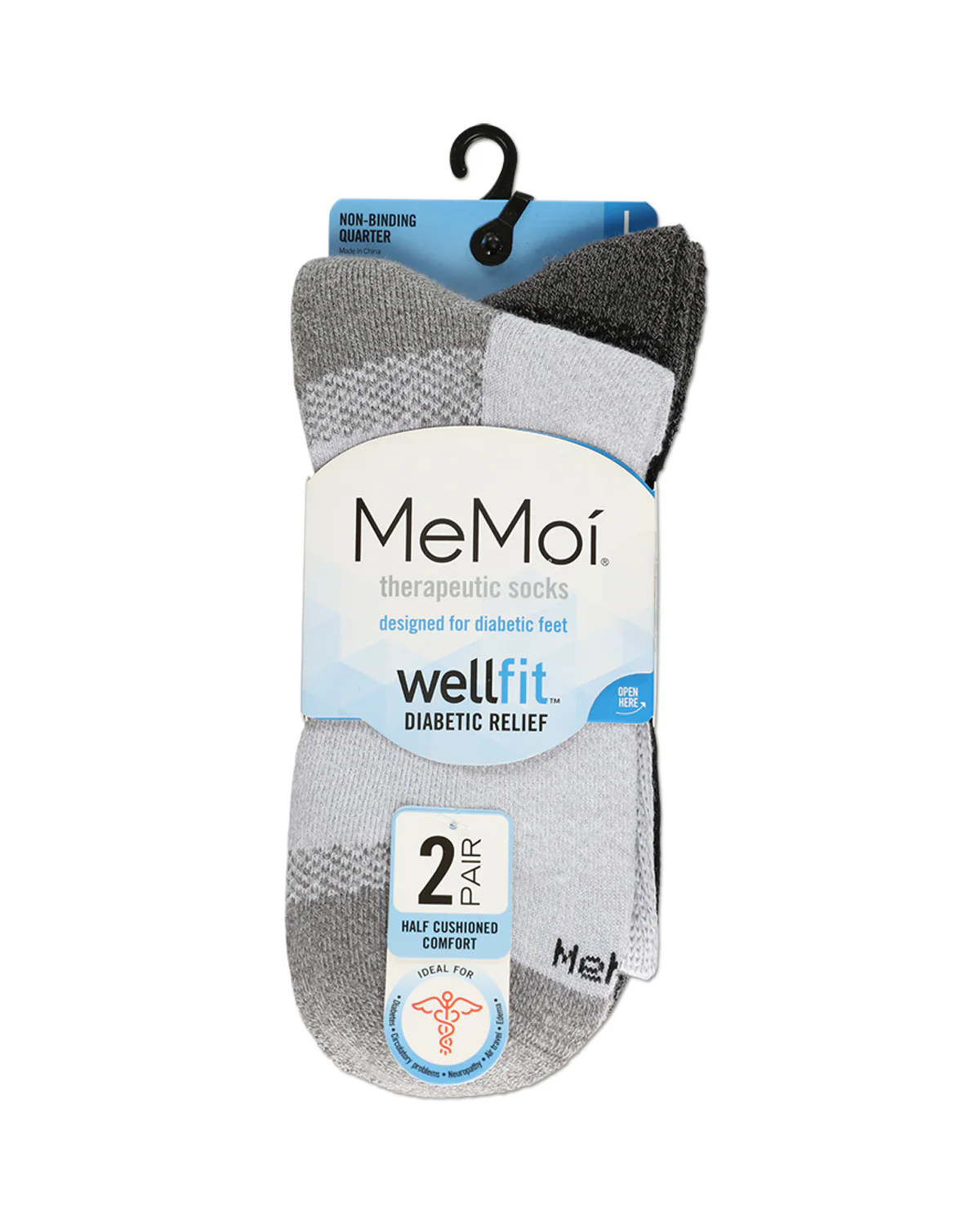 2 Pair Pack Unisex Diabetic Half Cushion Quarter Socks – Image 8