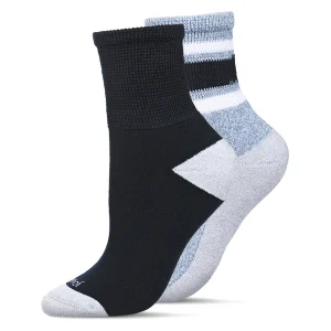 2 Pair Unisex Diabetic Vintage Stripe Half Cushion Quarter Socks