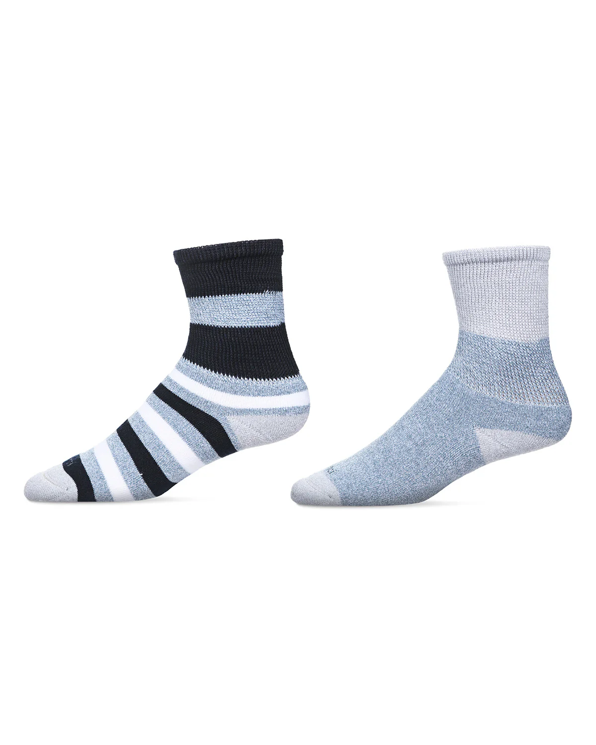 2 Pair Unisex Diabetic Multi-Stripe Full Cushion Crew Socks – Image 3
