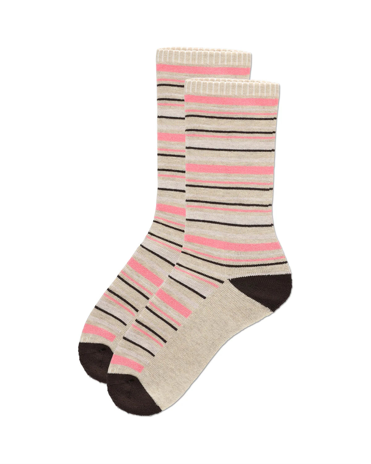 2 Pair Diabetic Heart/Stripe Half Cushion Crew Socks – Image 4