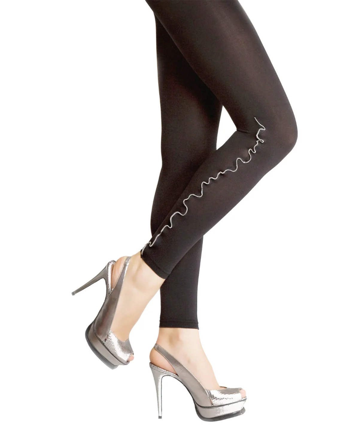 Zip Line Opaque Footless Tights – Image 6