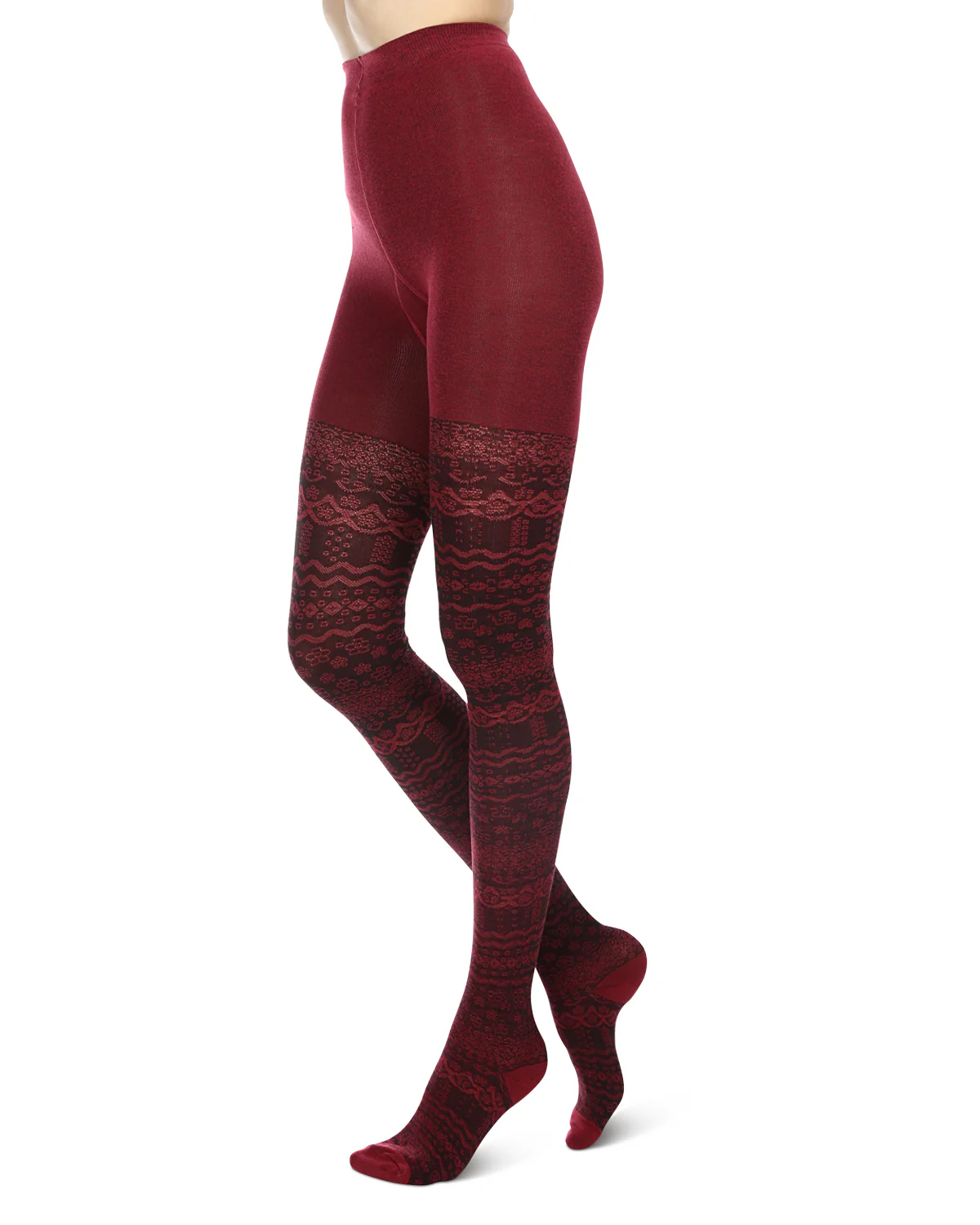 Fair Isle Frost Cotton Blend Sweater Tights – Image 3