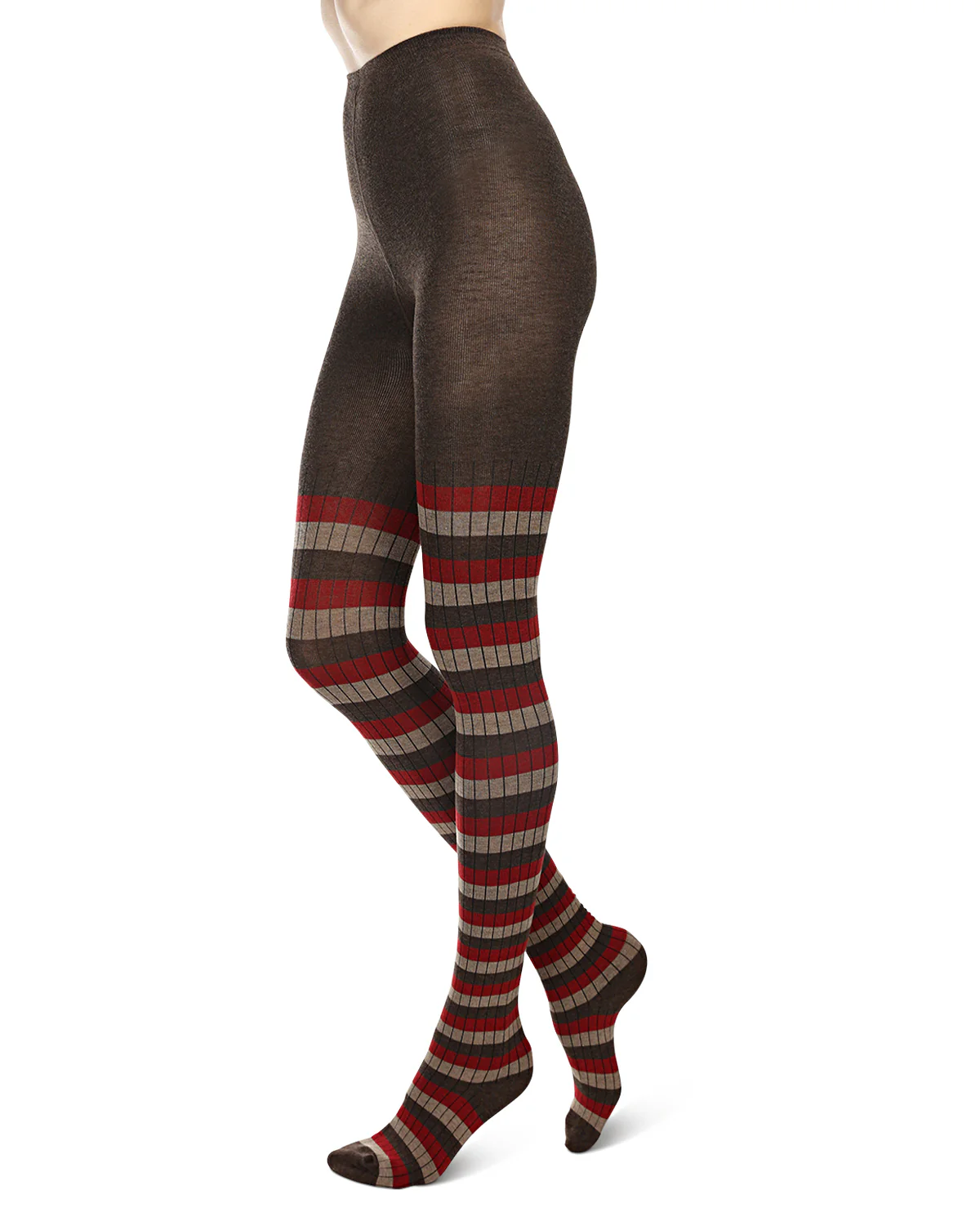 Colored Stripes Cotton Blend Sweater Tights