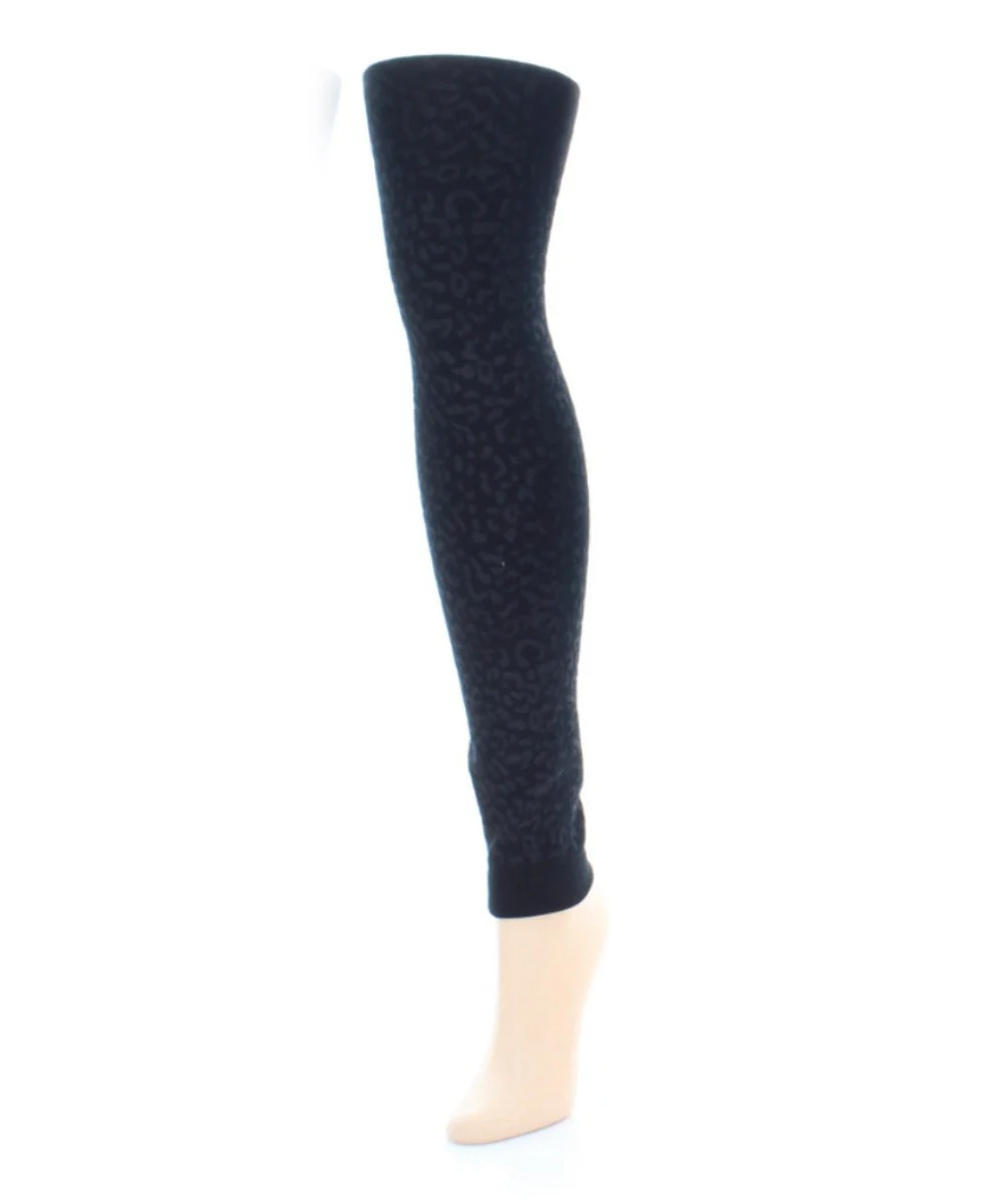 Women's Cheetah Fleece Lined Footless Winter Tights – Image 3