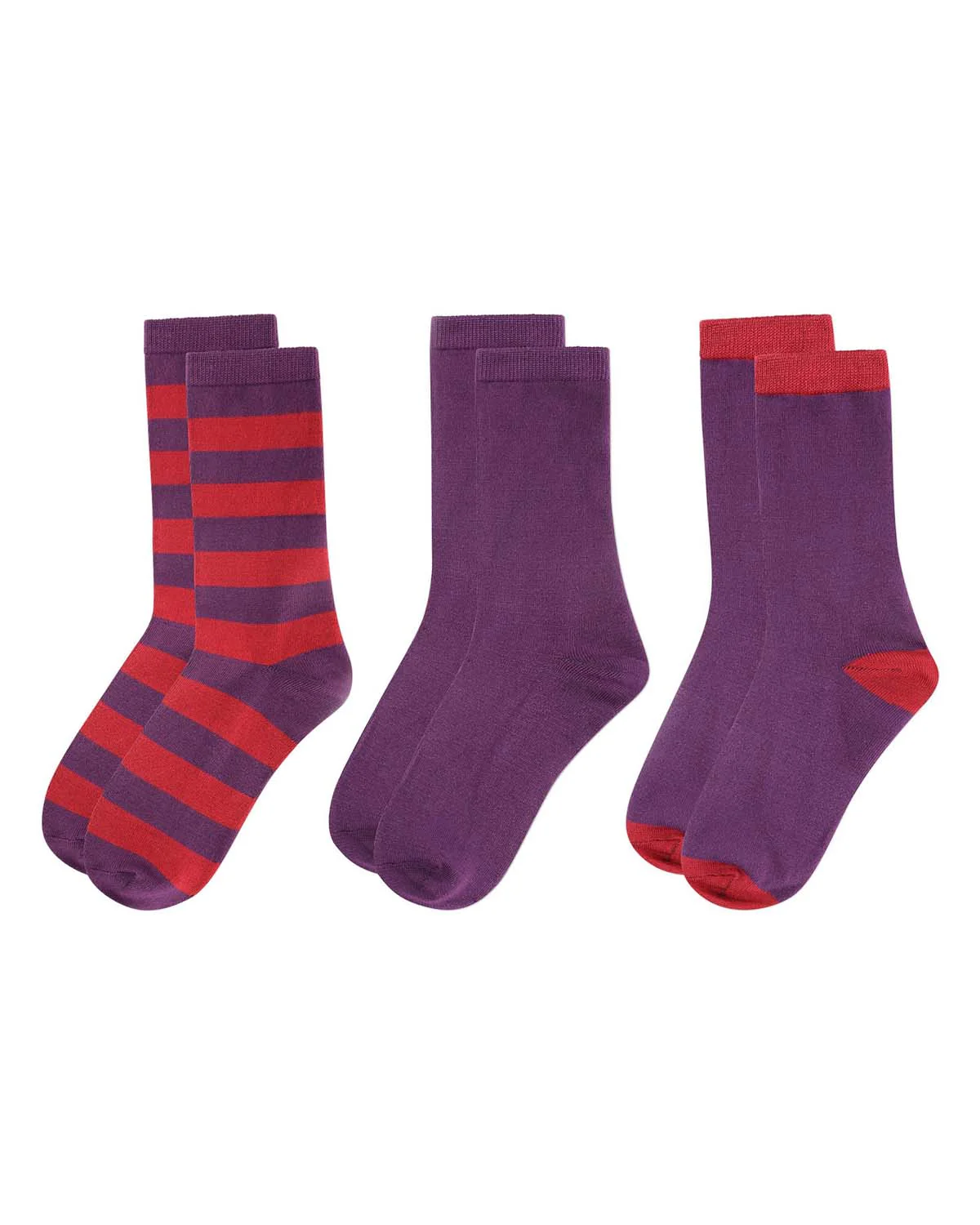 3 Pair Women's Buttersoft Crew Socks - Stripes and Solid Colors – Image 3