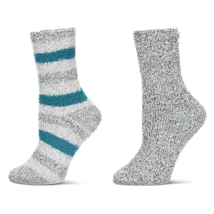 Women's 2 Pair Pack Striped/Solid Cozy Crew Socks
