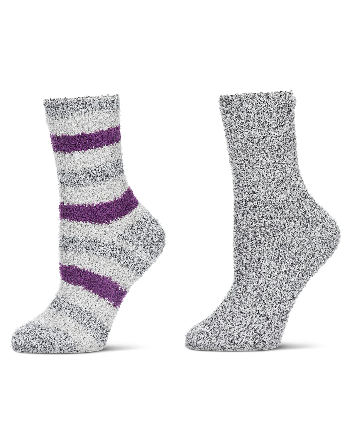 Women's 2 Pair Pack Striped/Solid Cozy Crew Socks – Image 4