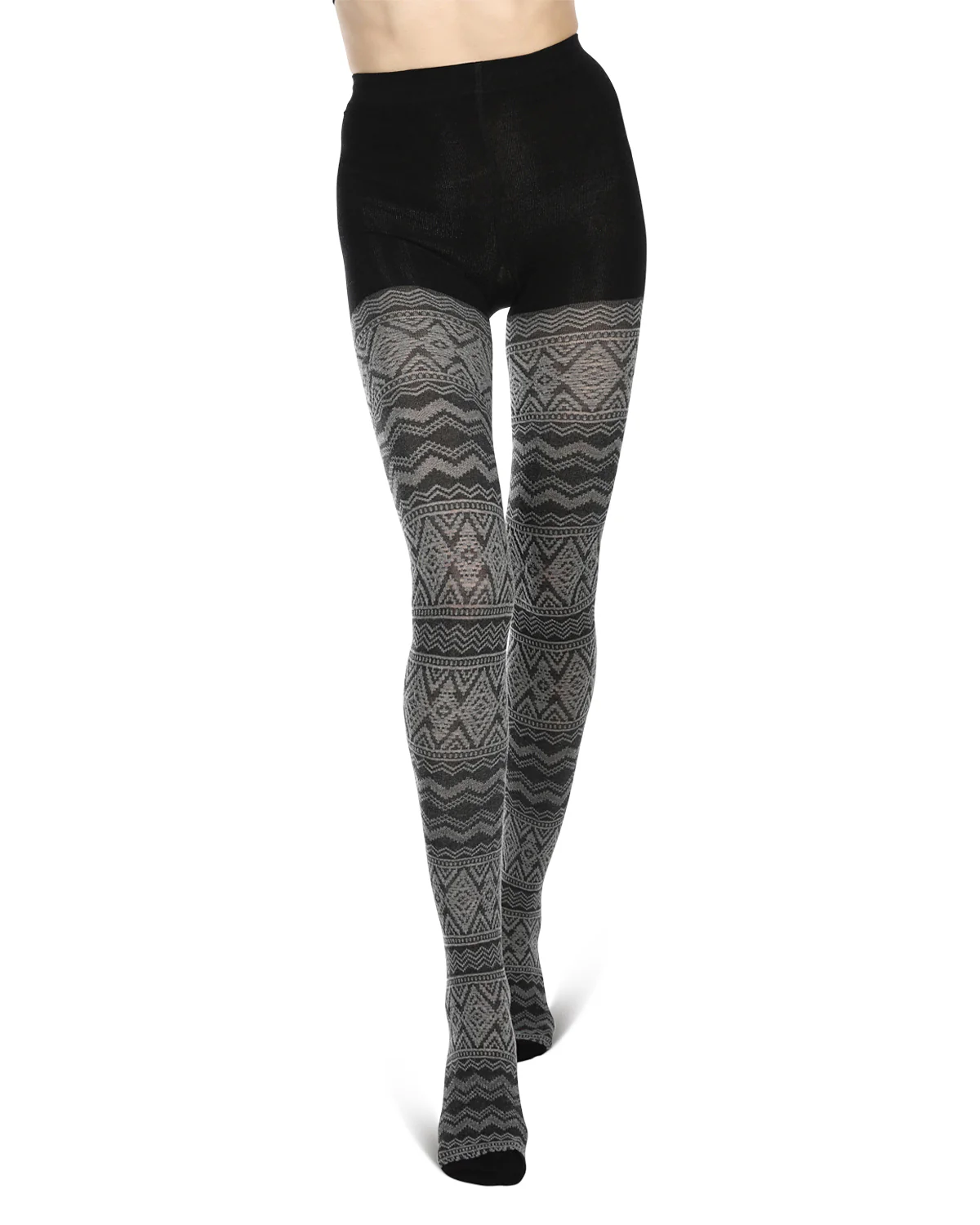 Diamond Fair Isle Patterned Cotton Blend Sweater Tights – Image 6