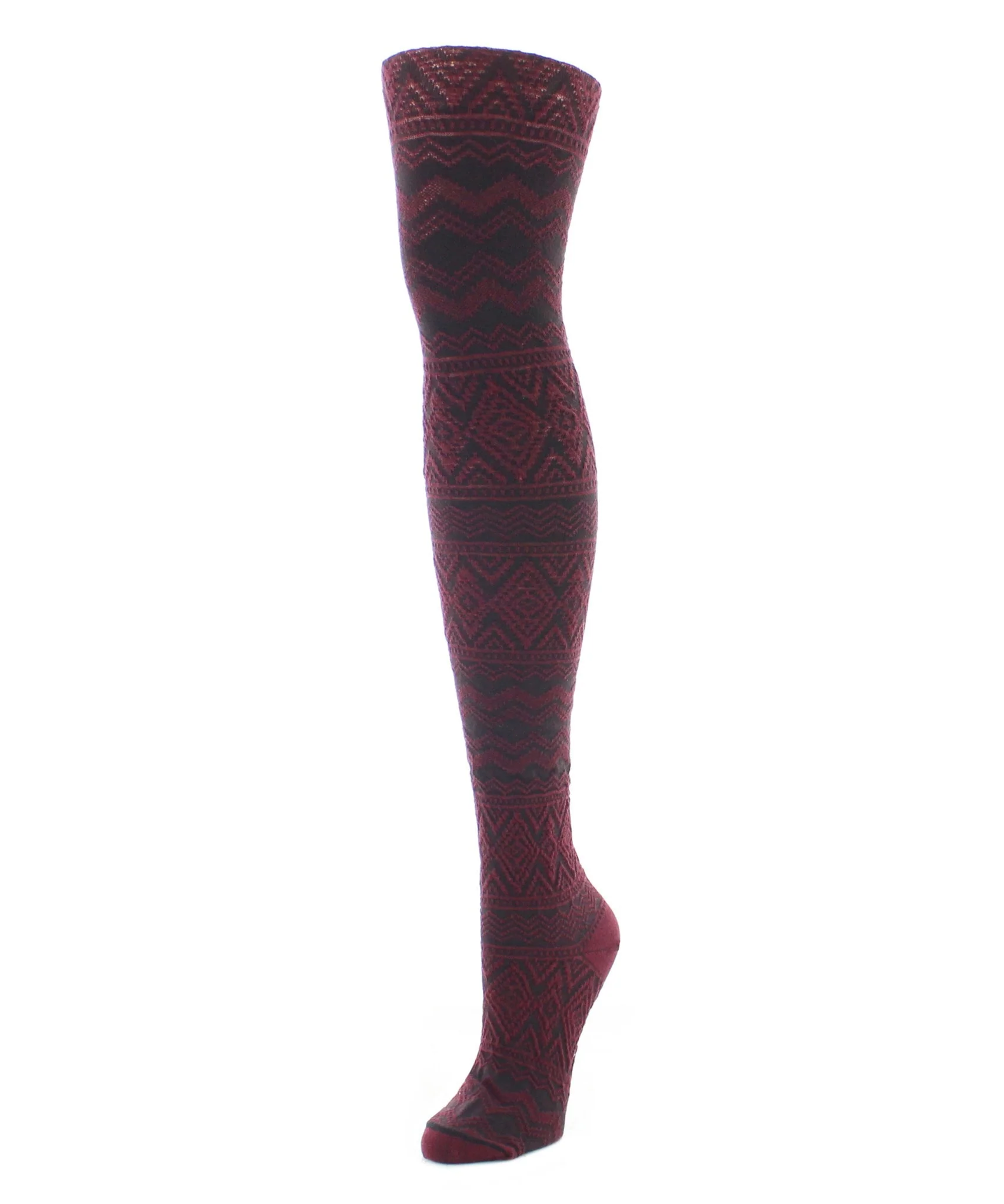 Diamond Fair Isle Patterned Cotton Blend Sweater Tights – Image 4