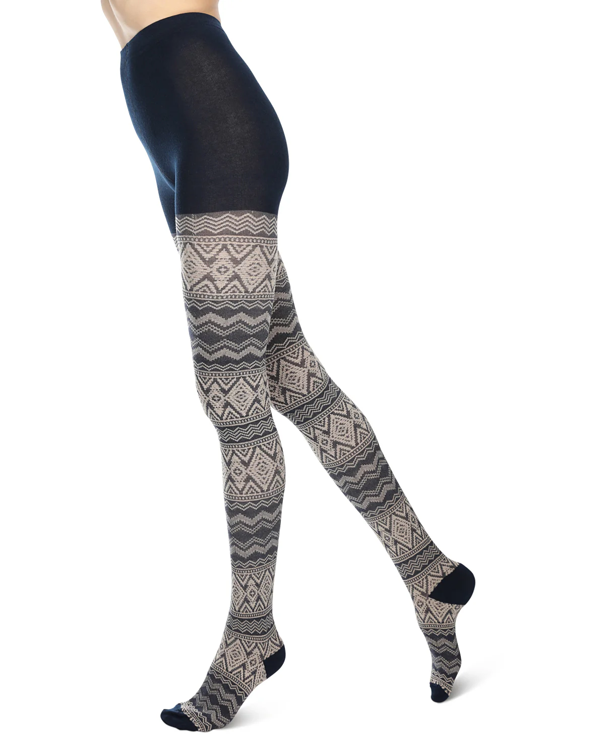 Diamond Fair Isle Patterned Cotton Blend Sweater Tights – Image 3