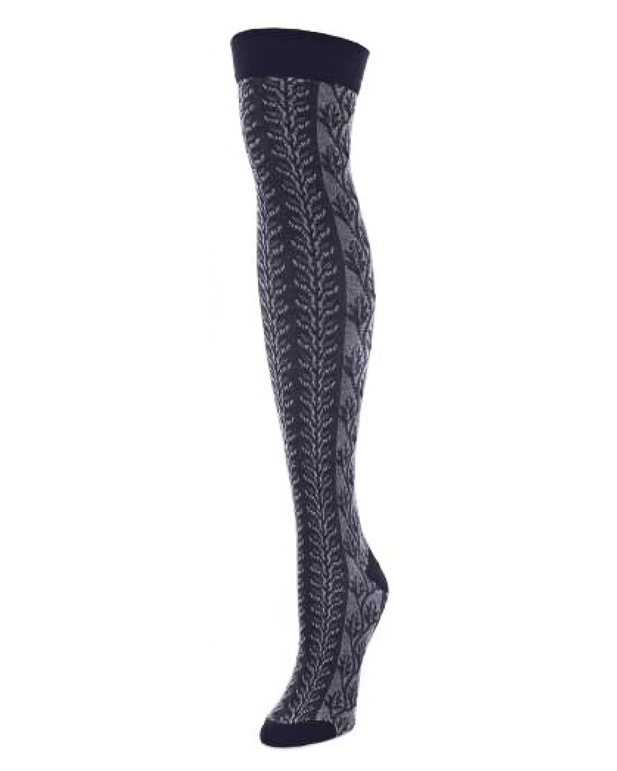 Leaf Vine Cotton Blend Over the Knee Sock – Image 3