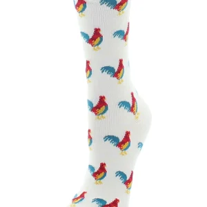 Early Bird Rooster Bamboo Blend Crew Novelty Socks