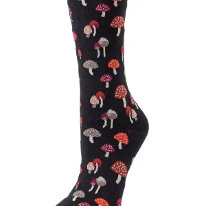 Mushroom Field Bamboo Blend Crew Sock