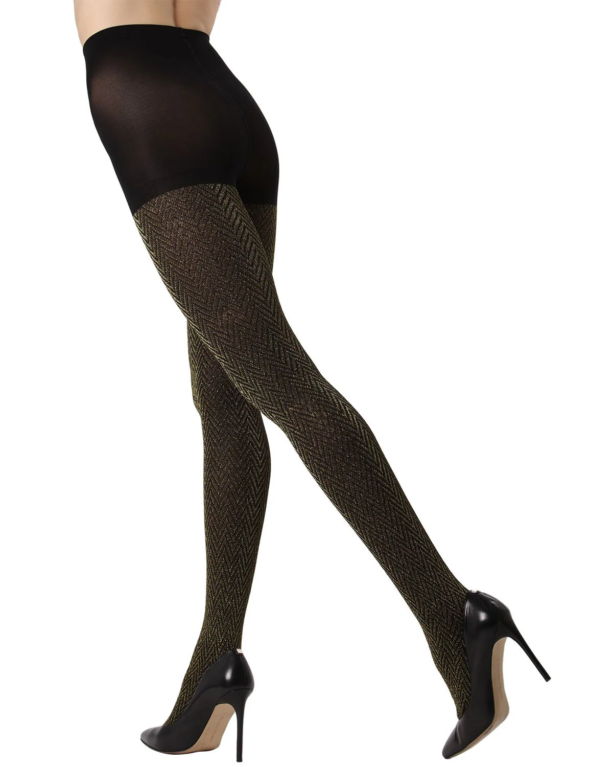 Metallic Chevron Opaque Tights – Image 3
