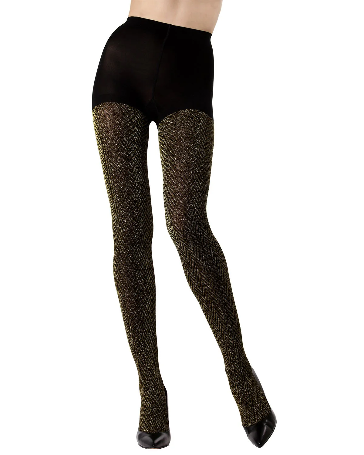Metallic Chevron Opaque Tights – Image 4