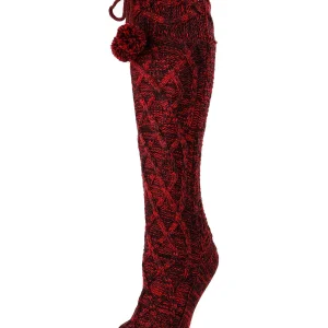 Silpi Lattice Pom-Pom Accent Knee High Sock