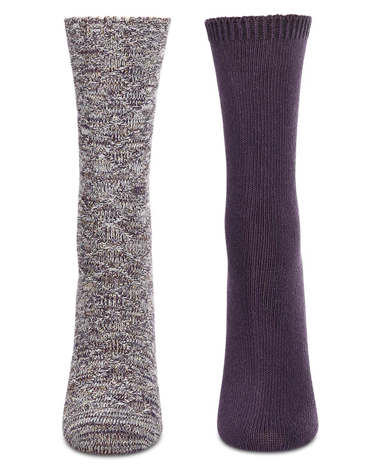 2 Pairs Women's Diamond Sparkle Cotton-Rich Crew Socks – Image 3