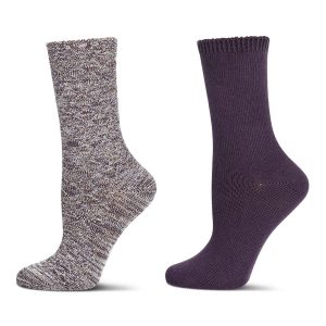 2 Pairs Women's Diamond Sparkle Cotton-Rich Crew Socks
