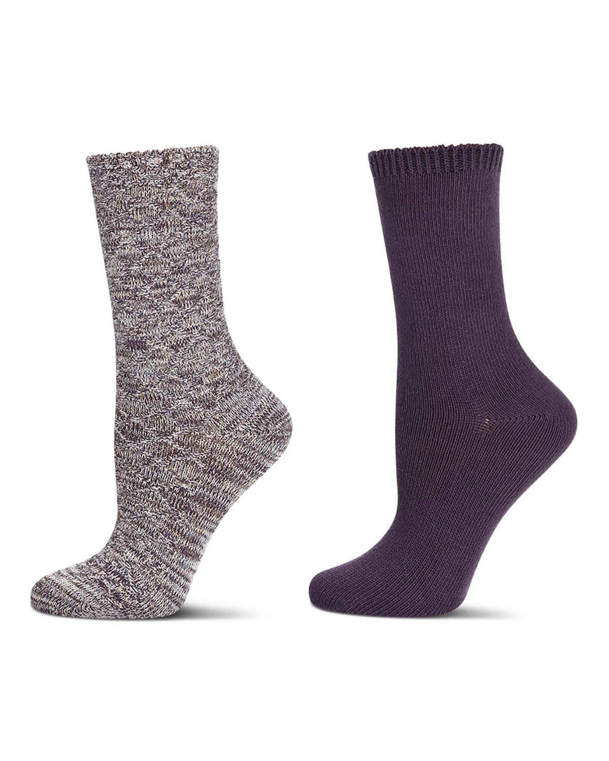 2 Pairs Women's Diamond Sparkle Cotton-Rich Crew Socks – Image 2