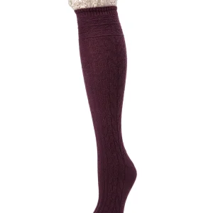 Serenity Cable & Lace Knee High Cotton Blend Socks