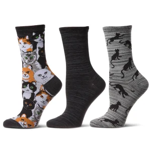 Cats Montage Bamboo Blend Crew 3 Pair Pack