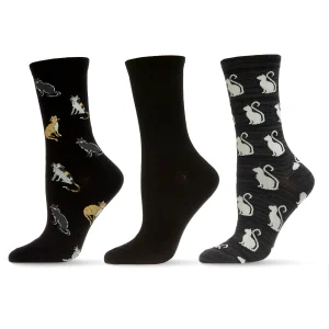 Cats Galore Bamboo Blend Crew Sock 3 Pair Pack