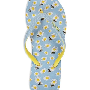 Women's Daisy & Bees Flip Flops & Mesh Bag Set