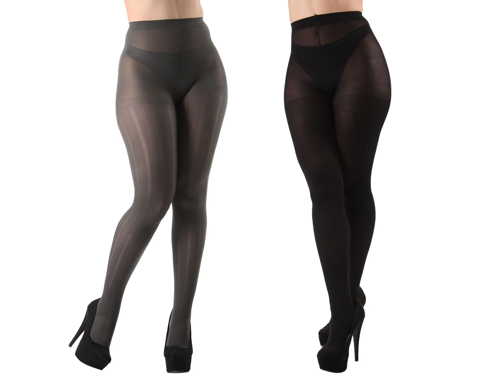 Variegated Rib/Solid Control Top Tights 2 Pack – Image 3