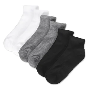 6 Pair Women's Half-Cushioned Solid-Color Quarter Socks