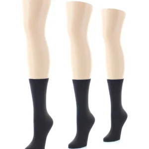 Basic Flat Soft-Fit Women's Crew Knit Socks 3-Pack