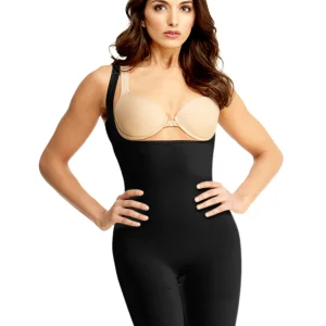 Women's Seamless Sculpting Open-Bust Bodysuit with Thigh Shaper
