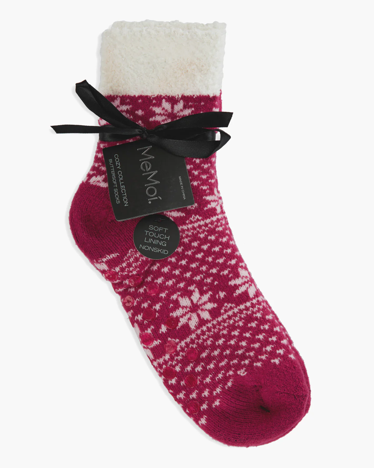 Bordered Flake Yummy Non-Skid Fuzzy Sock – Image 4