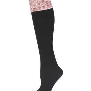Slub Rib Turn Cuff Fleece Knee High Socks