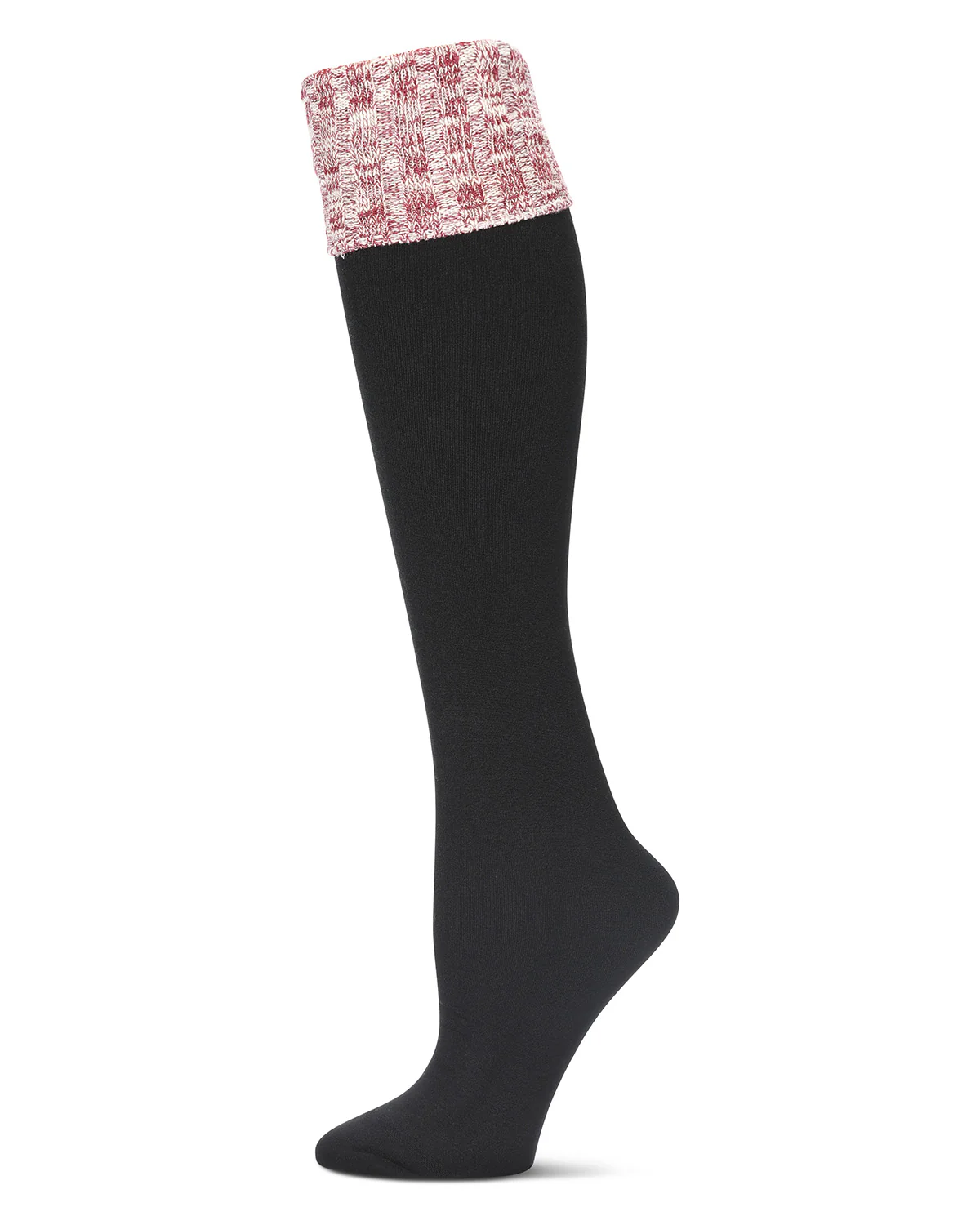Slub Rib Turn Cuff Fleece Knee High Socks – Image 2
