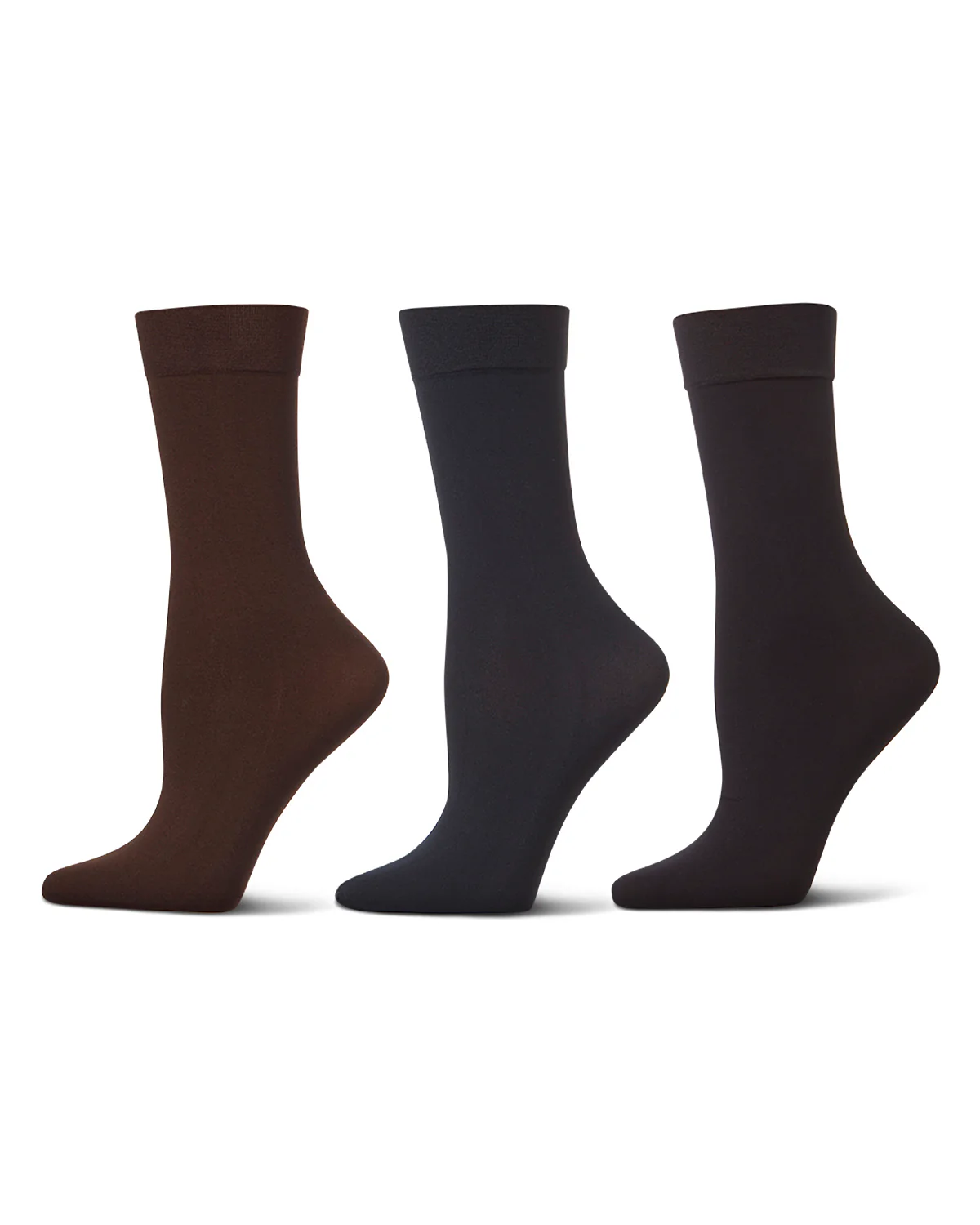 3 Pair Women's Opaque Solid Color Microfiber 40 Denier Trouser Socks – Image 4