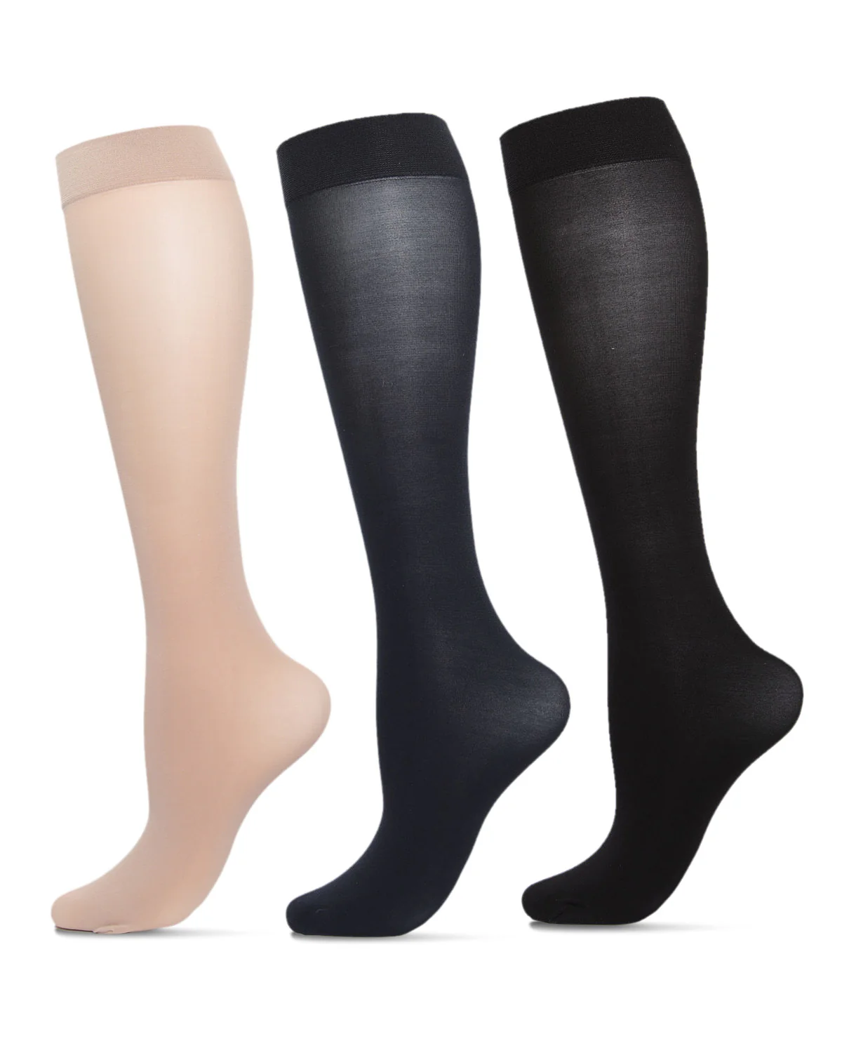3 Pair Women's Opaque Solid Color Microfiber 40 Denier Trouser Socks – Image 3