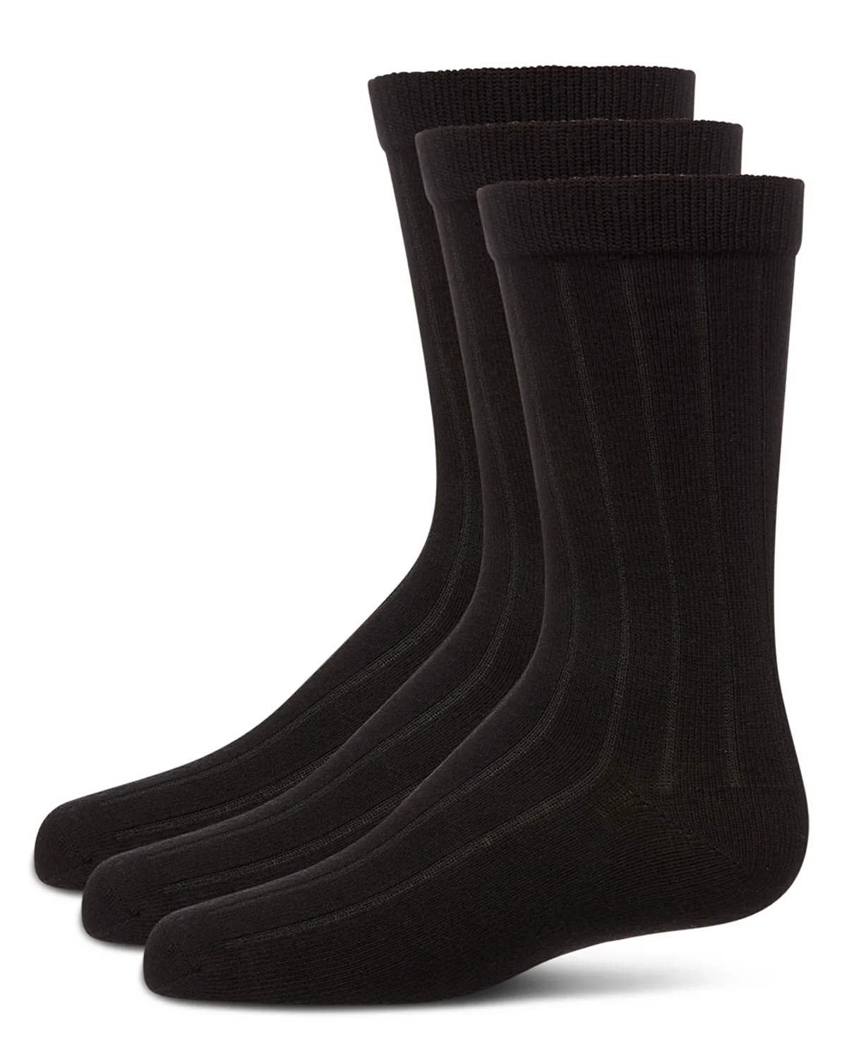 Boy's 3 Pair Pack Basic Cotton Blend Ribbed Crew Socks – Image 2