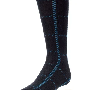 Windowpane Plaid Boys Cotton Blend Dress Socks