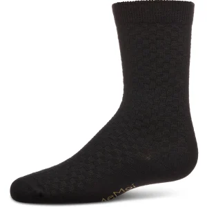 Boys Basket Weave Patterned Combed Cotton Crew Socks