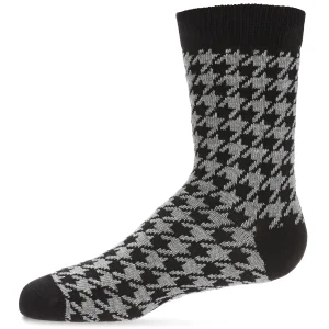 Boys Houndstooth Cotton-Rich Crew Sock