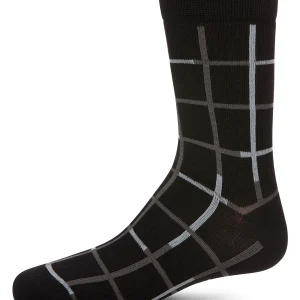 Boys Windowpane Plaid Cotton-Rich Fine-Gauge Crew Sock
