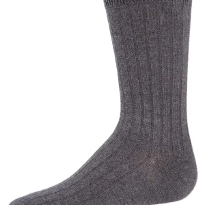 Boys' Essential Ribbed Mercerized Cotton Crew Socks