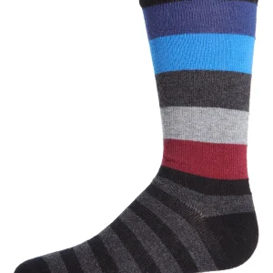 Boys Bold Stripes Cotton-Rich Fine-Gauge Crew Sock
