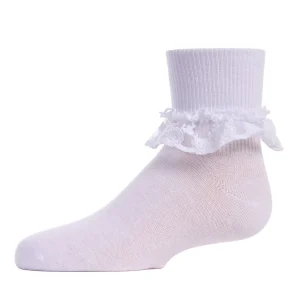 Girls Layered-Lace Ruffle-Trim Cotton-Rich Ankle Sock