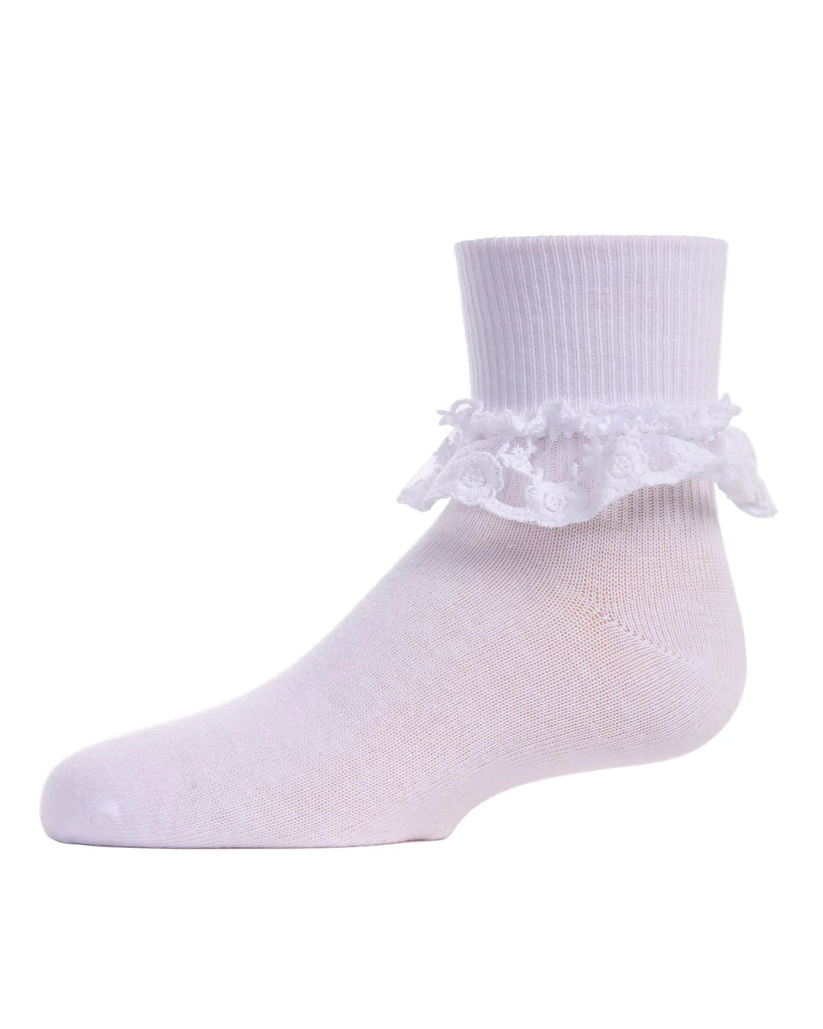 Girls Layered-Lace Ruffle-Trim Cotton-Rich Ankle Sock – Image 2
