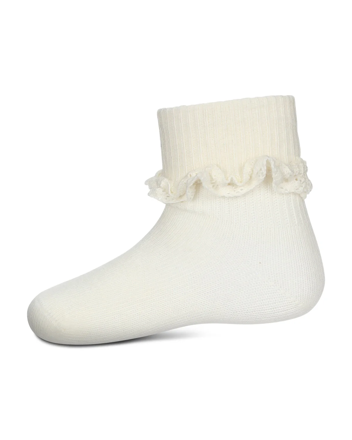 Girls Eyelet-Ruffle-Trim Cotton-Rich Ankle Sock – Image 3