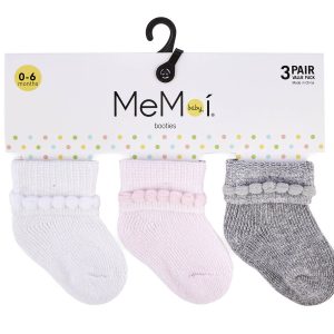 Baby Bootie Cotton Blend Socks 3 Pack