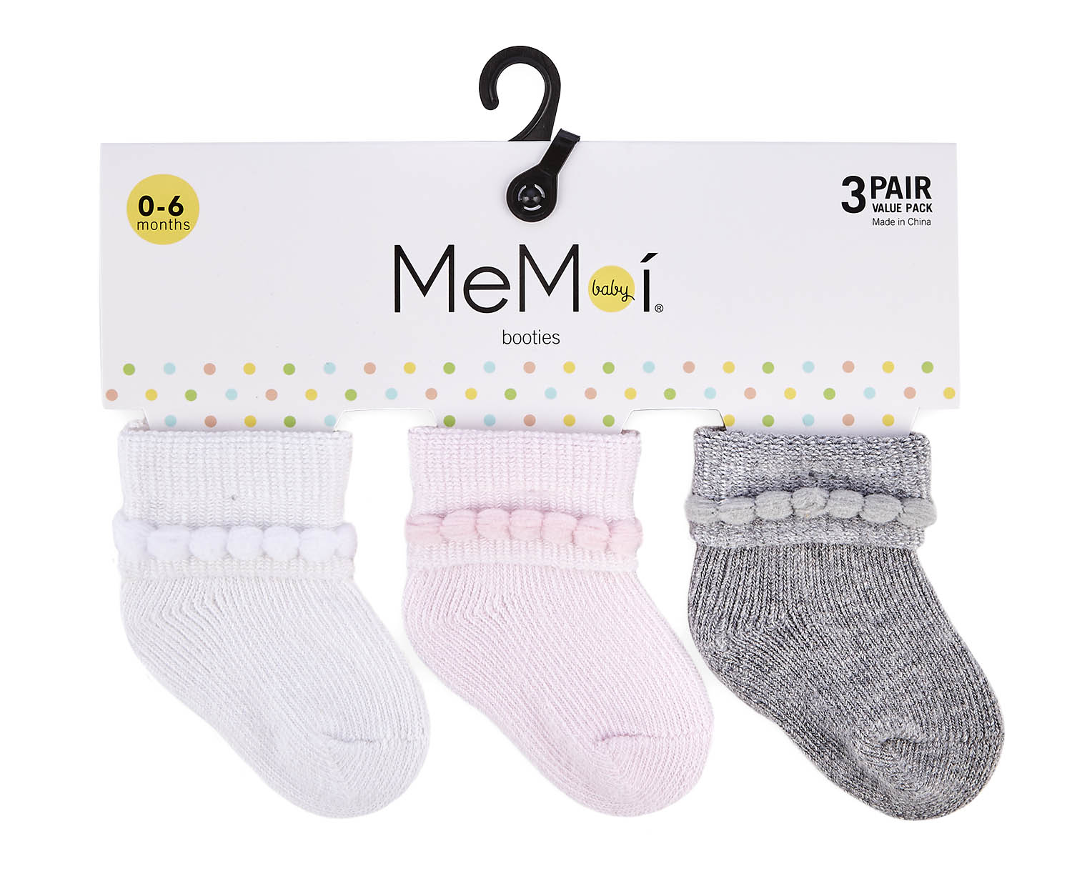 Baby Bootie Cotton Blend Socks 3 Pack